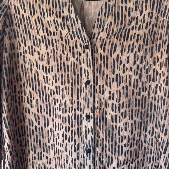 Alice + Olivia Animal Print Sheer Button Up Top - Picture 3 of 8